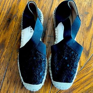 Fabiolas Size 38 beautiful black and sequin espadrilles. New never worn.